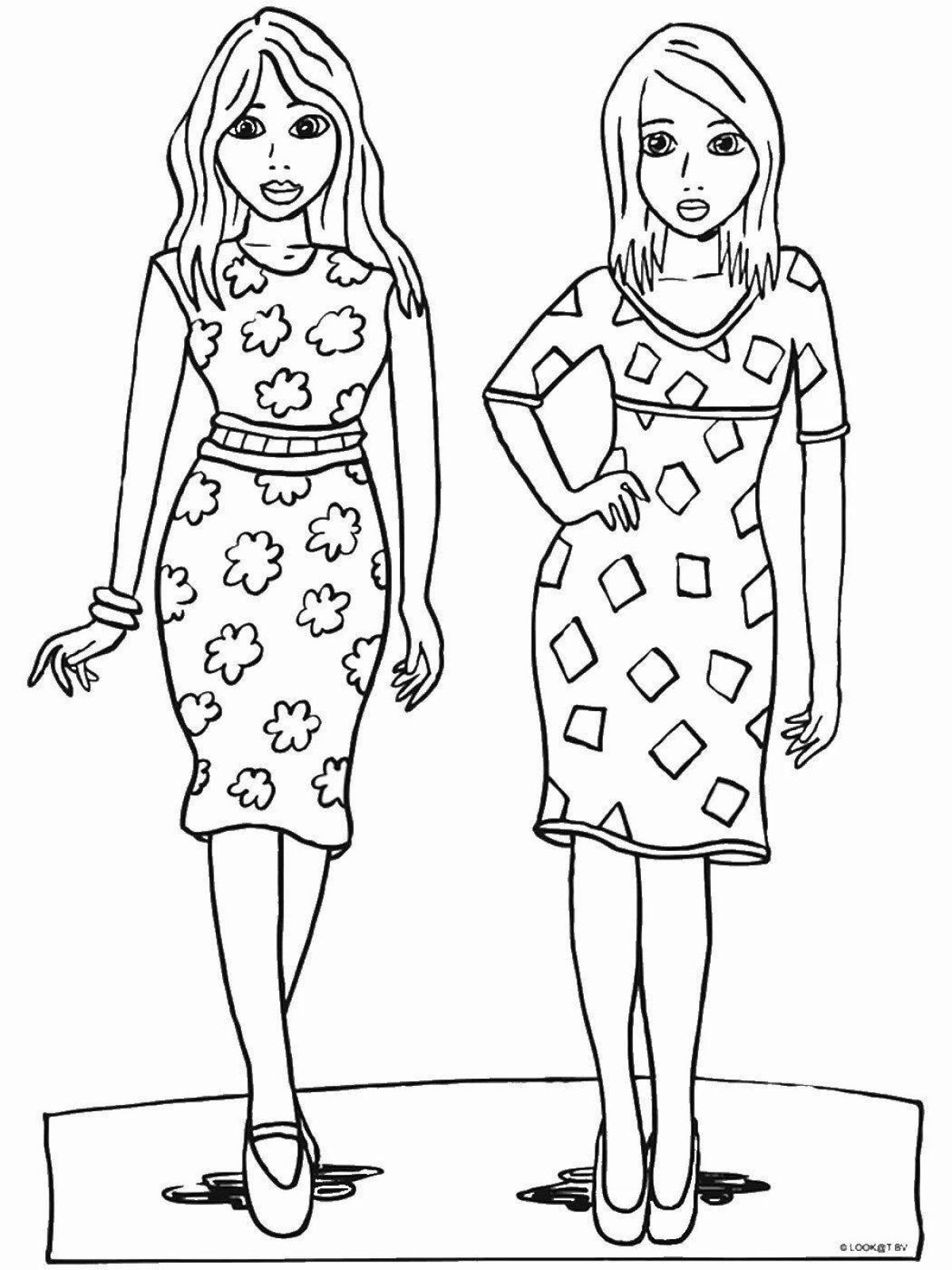 Attractive coloring page fashion clothes 2020