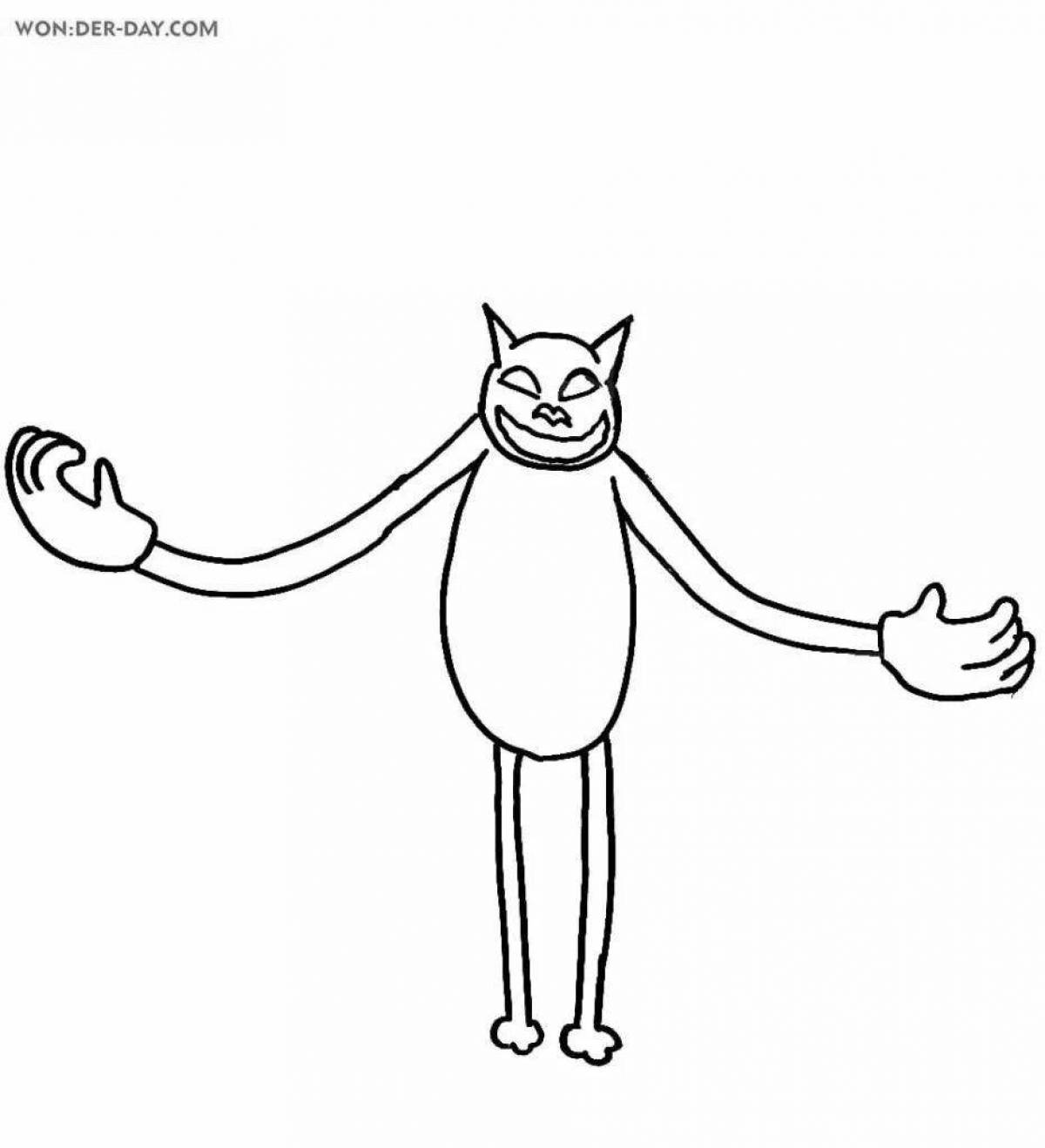 Colorful cartoon cat coloring page