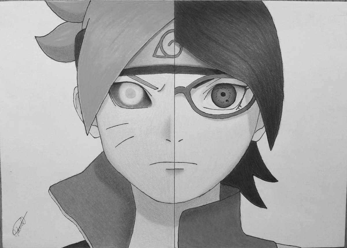 Boruto glitter coloring with jogan