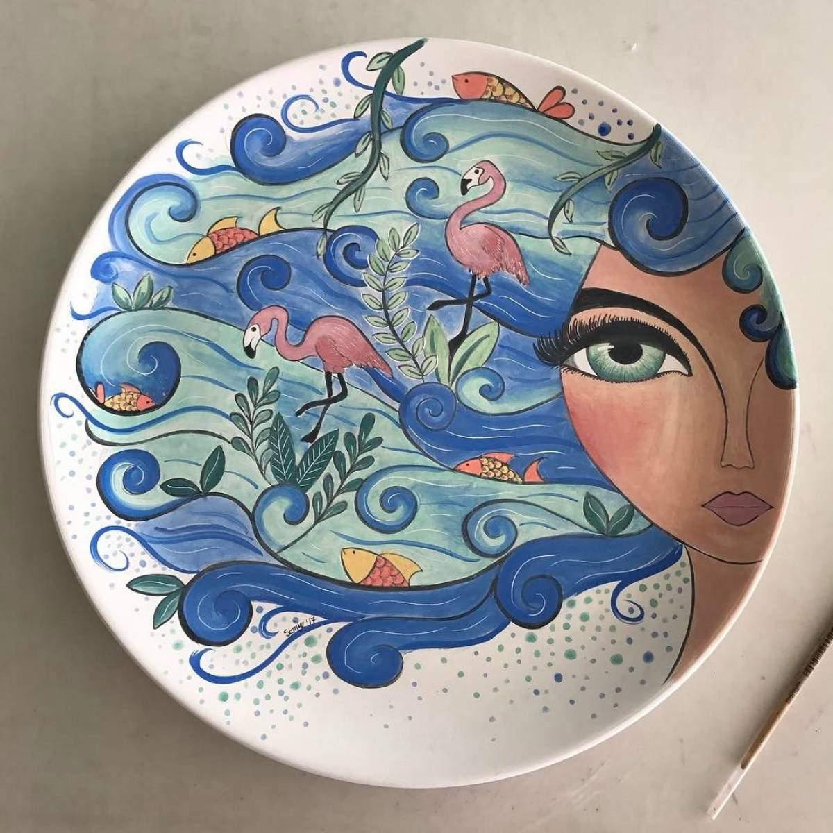 Plates with acrylics #11