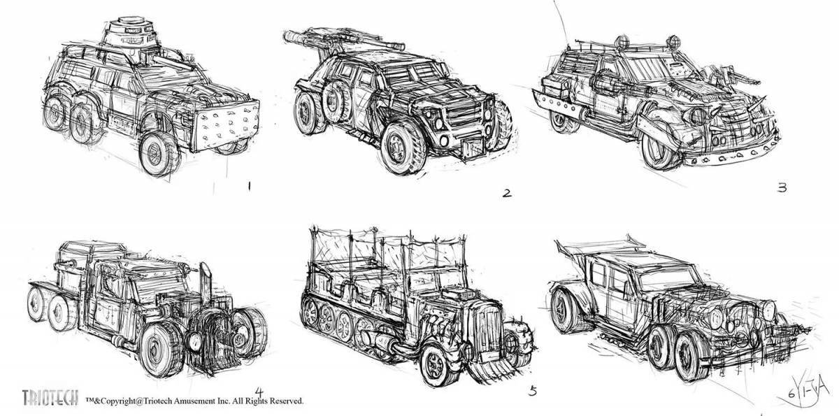 Раскраска сложная машина crossout