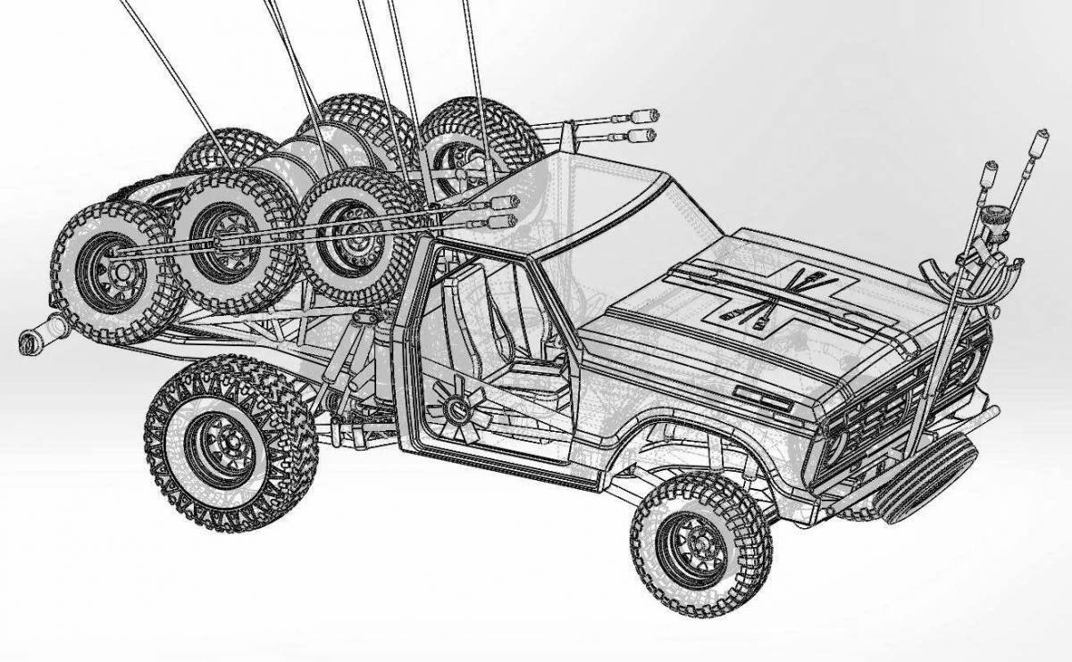 Crossout car coloring page