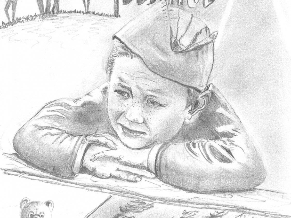 Military drawing of brave children