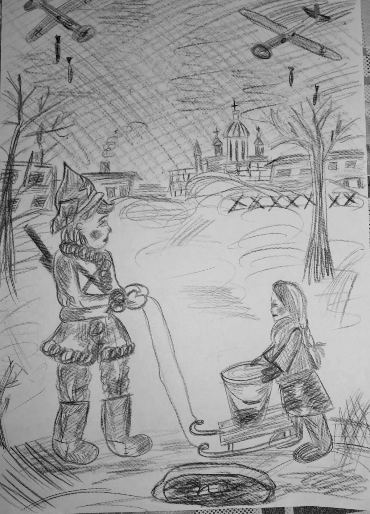 Photo Living figure of besieged Leningrad