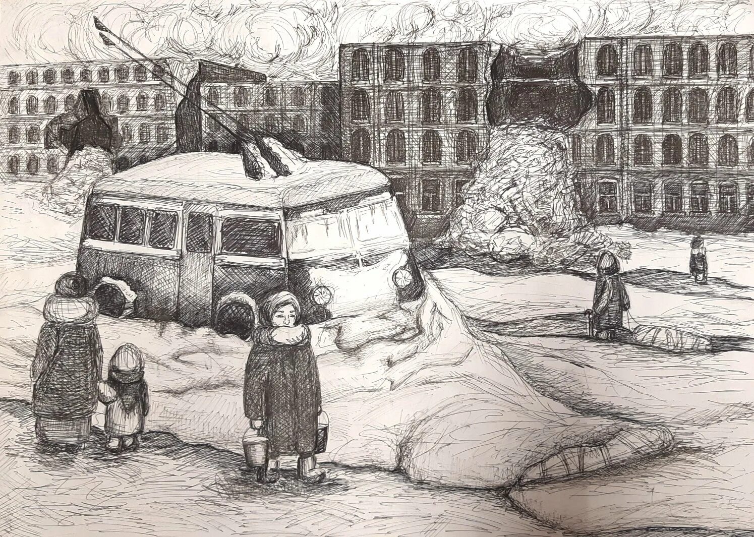 Рисунок блокадный ленинград #4