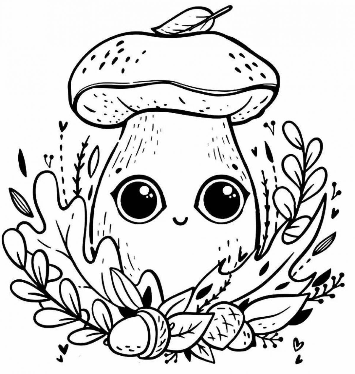 Coloring book bright fly agaric frog