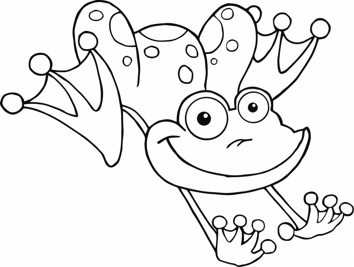 Coloring book funny fly agaric frog