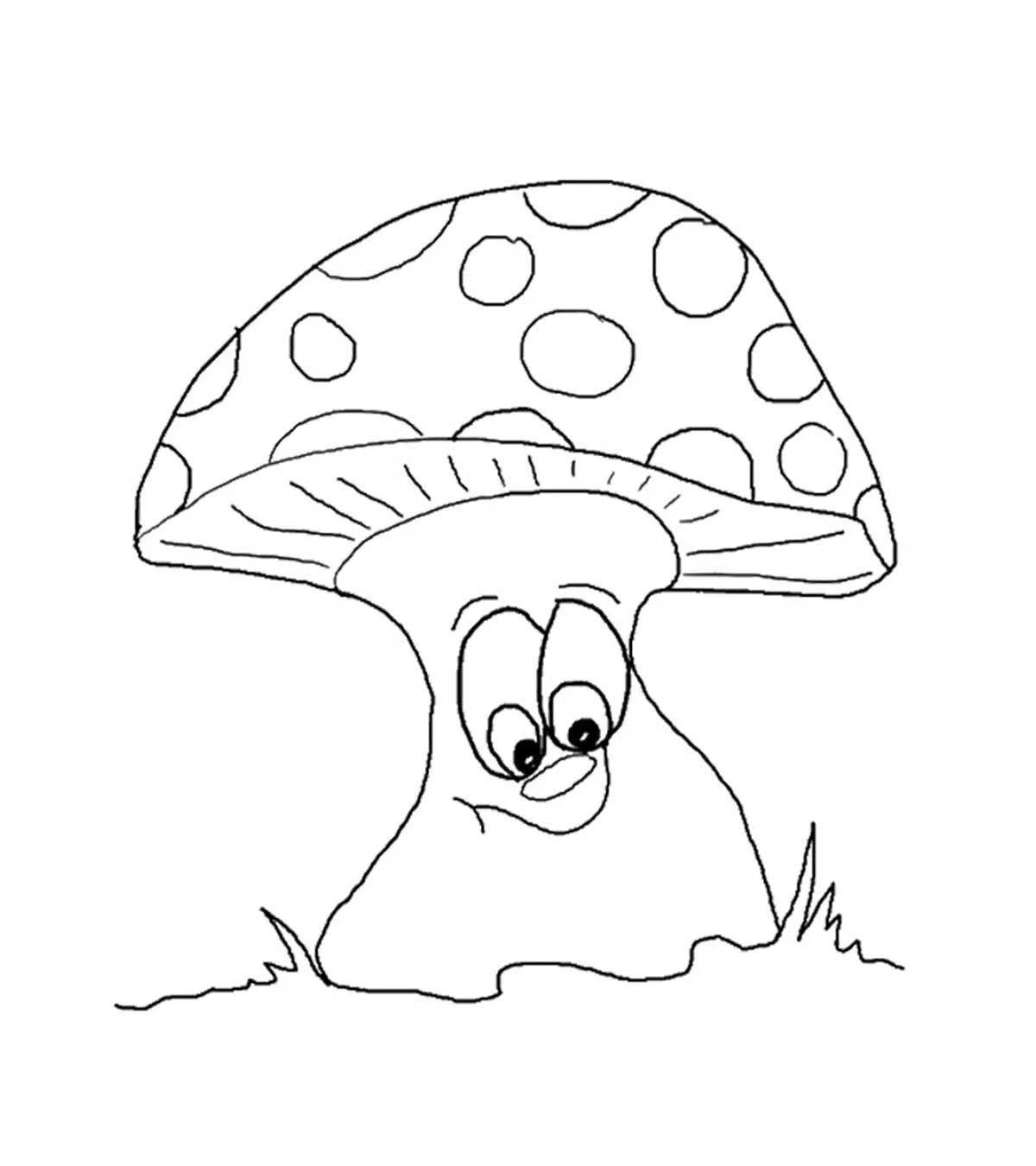 Coloring page playful fly agaric frog