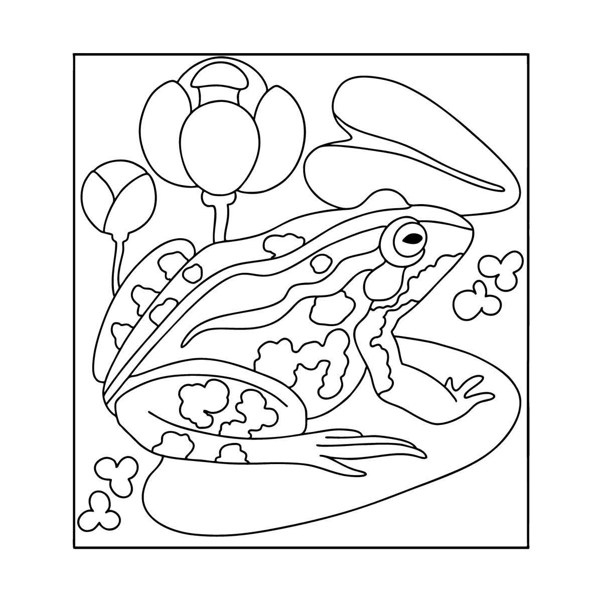 Adorable fly agaric frog coloring page