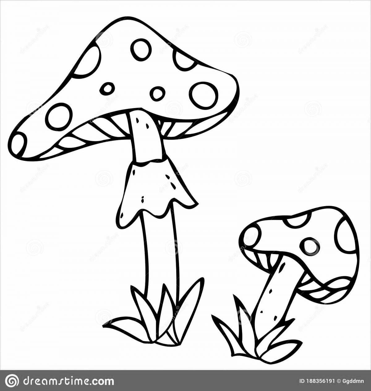 Coloring book glowing fly agaric frog
