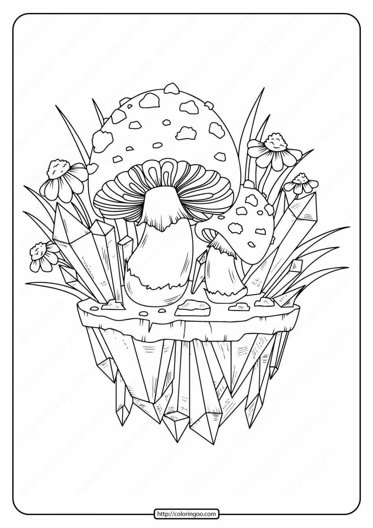Coloring book shiny fly agaric frog