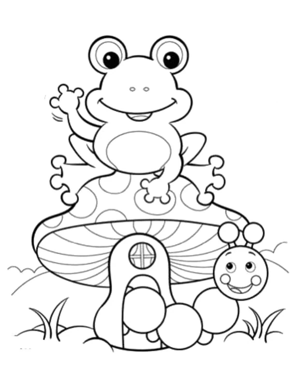 Coloring page magnificent fly agaric frog