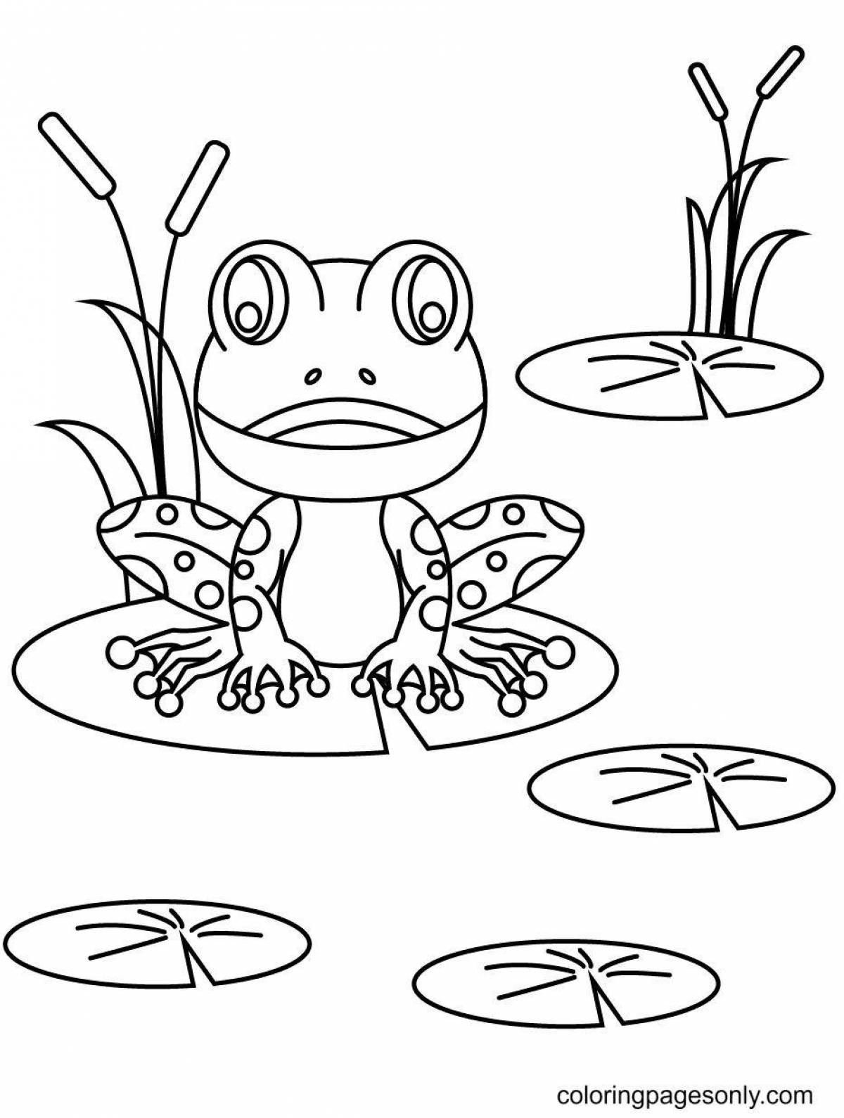 Coloring page elegant fly agaric frog