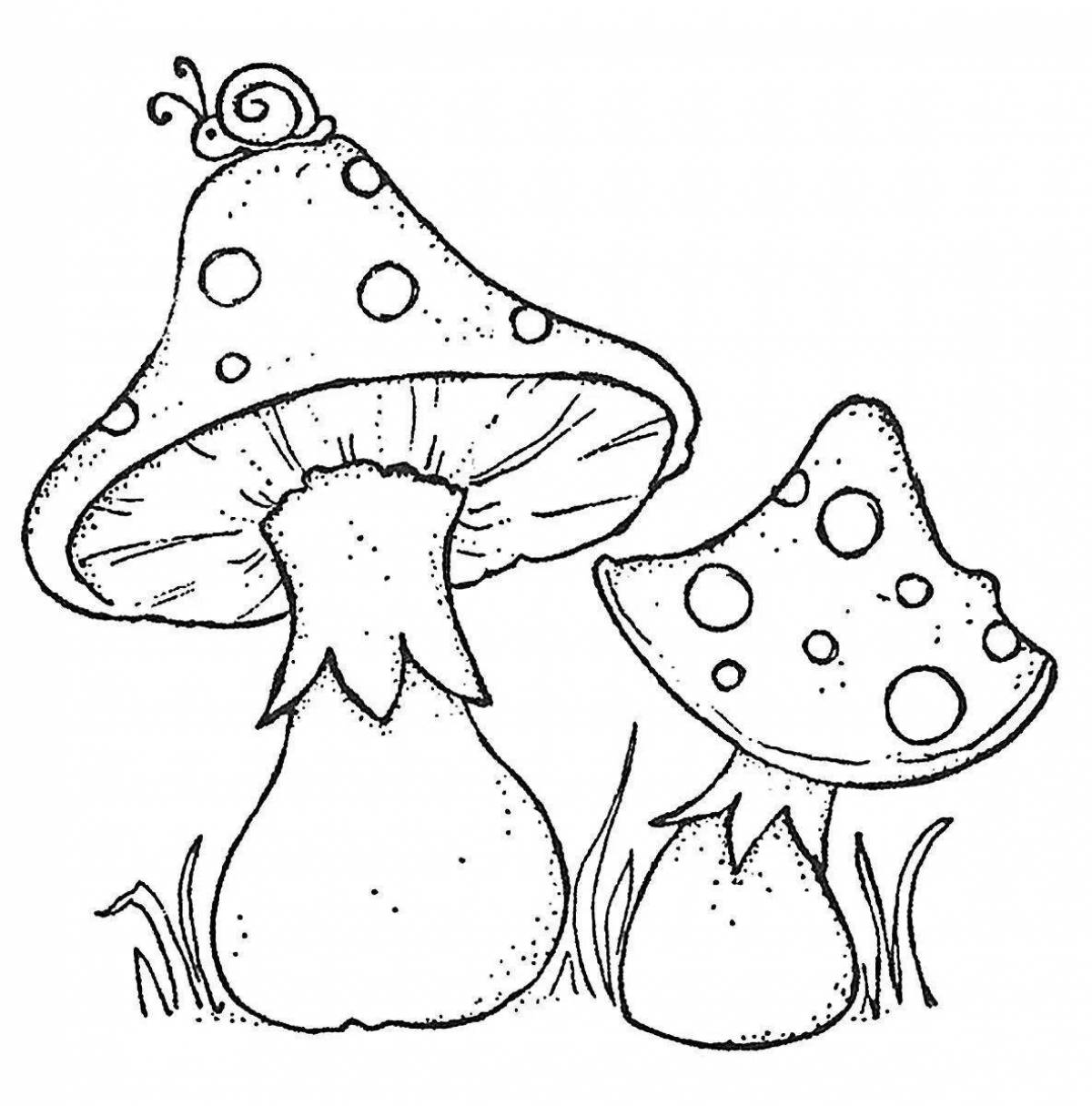 Coloring page graceful fly agaric frog