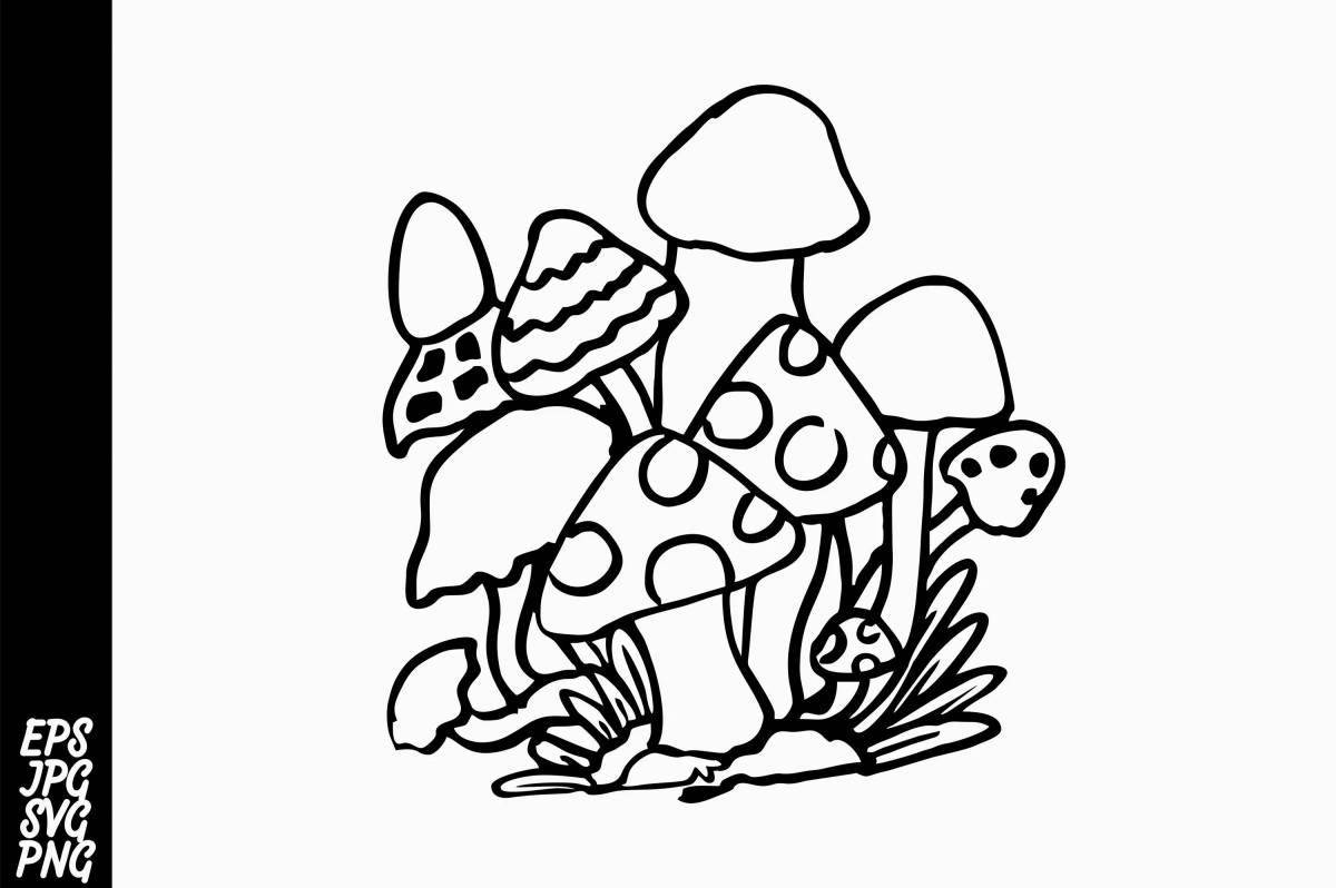 Coloring book calm fly agaric frog
