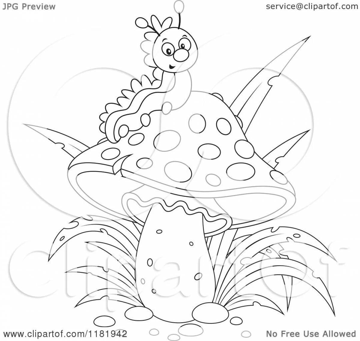 Harmonious fly agaric frog coloring page