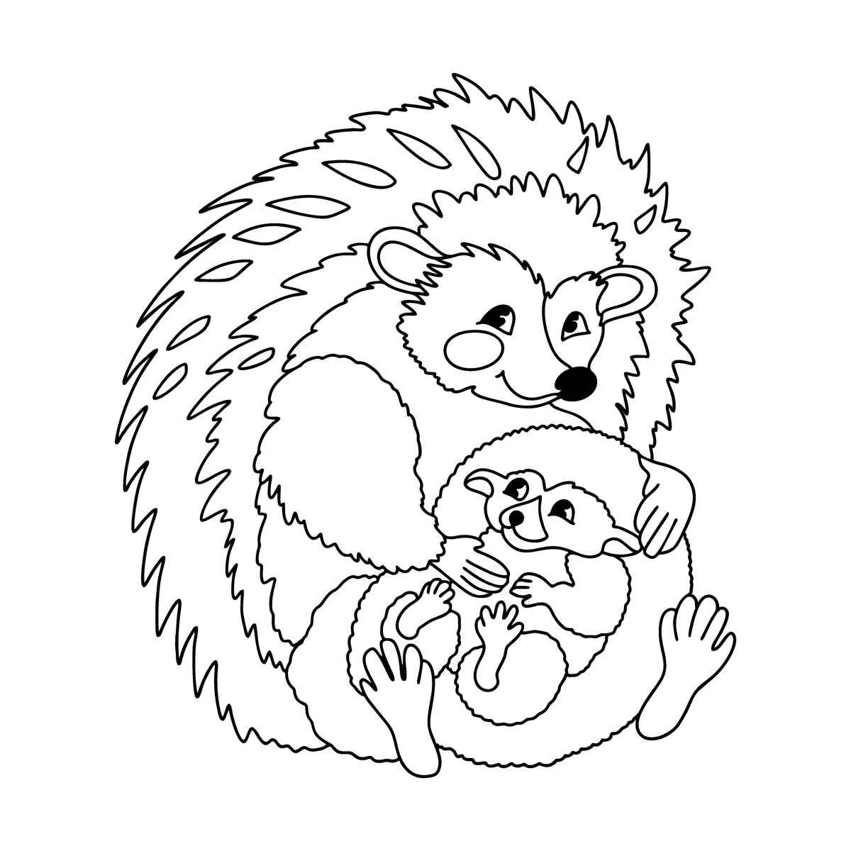 Fun coloring hedgehog and teddy bear