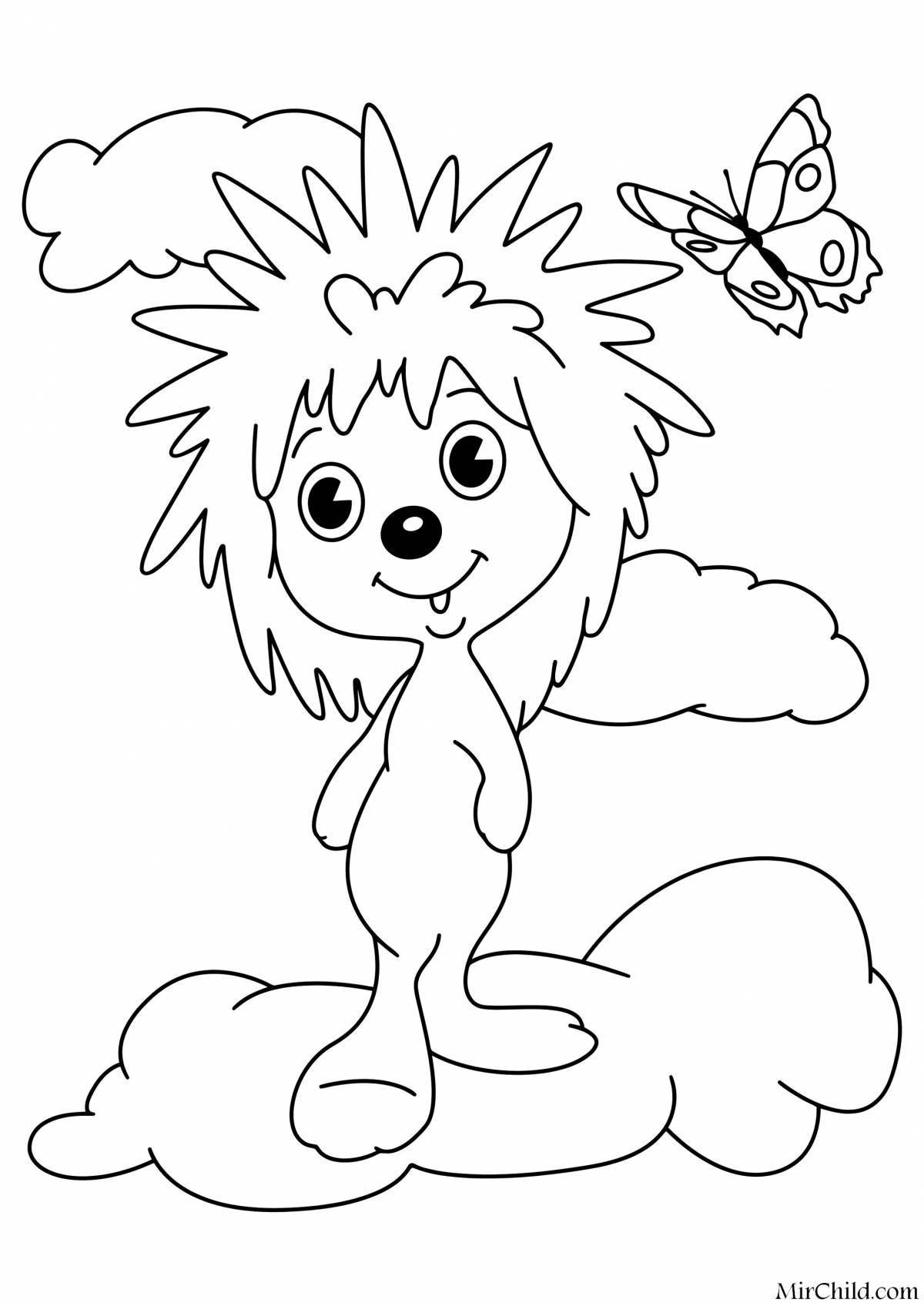 Snuggly coloring page hedgehog and teddy bear
