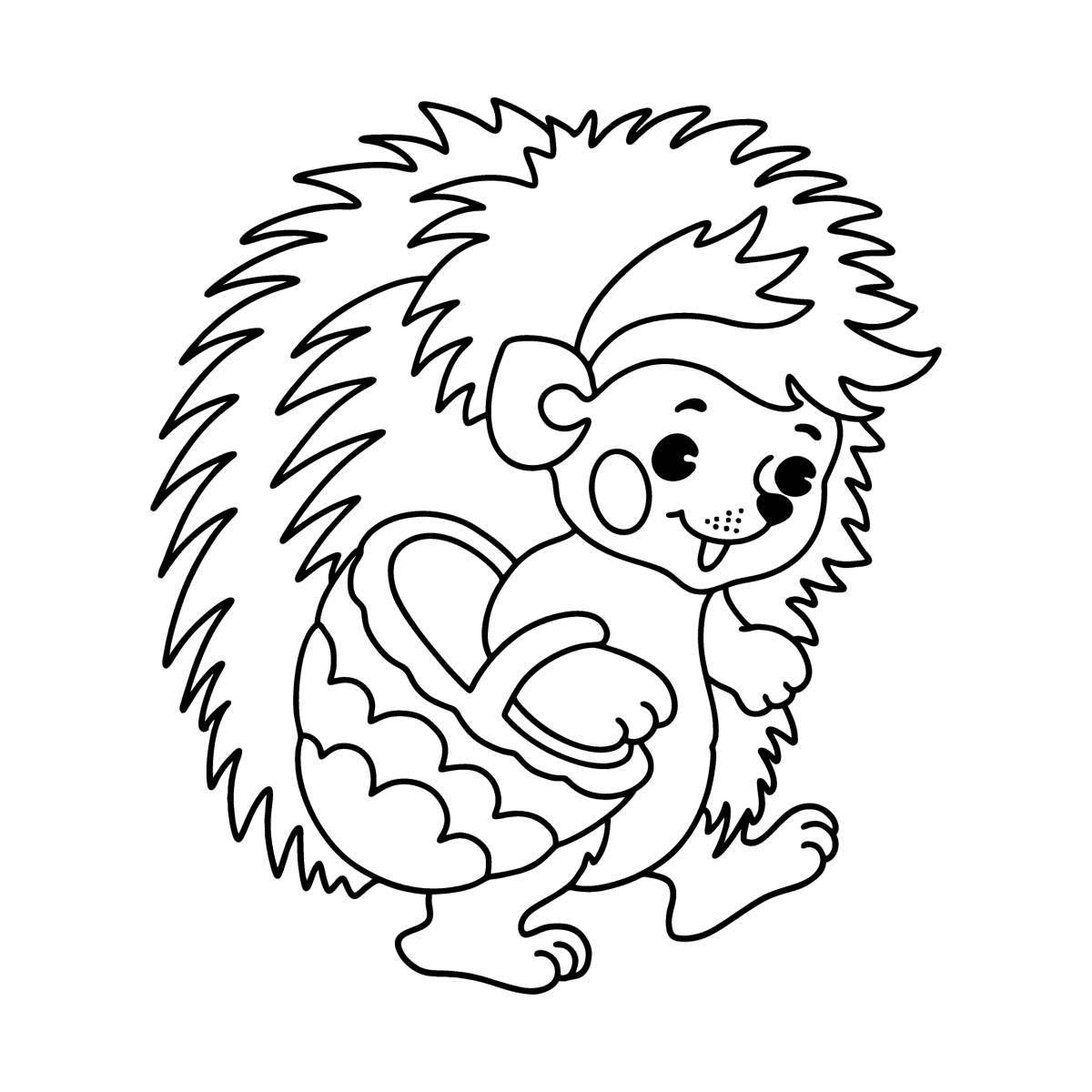 Charming hedgehog and bear coloring book