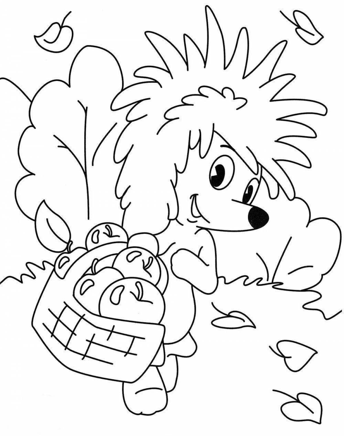 Fun coloring hedgehog and teddy bear