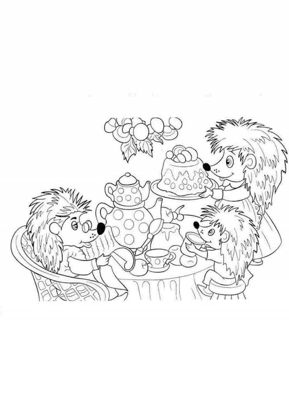 Hedgehog and teddy bear live coloring