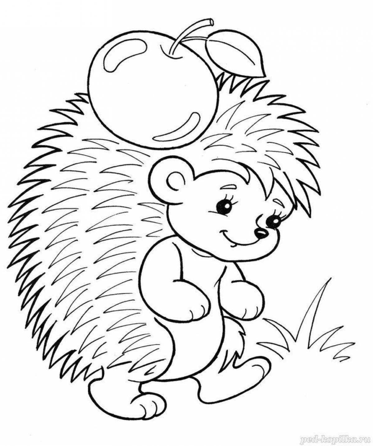 Blissful hedgehog and teddy bear coloring book