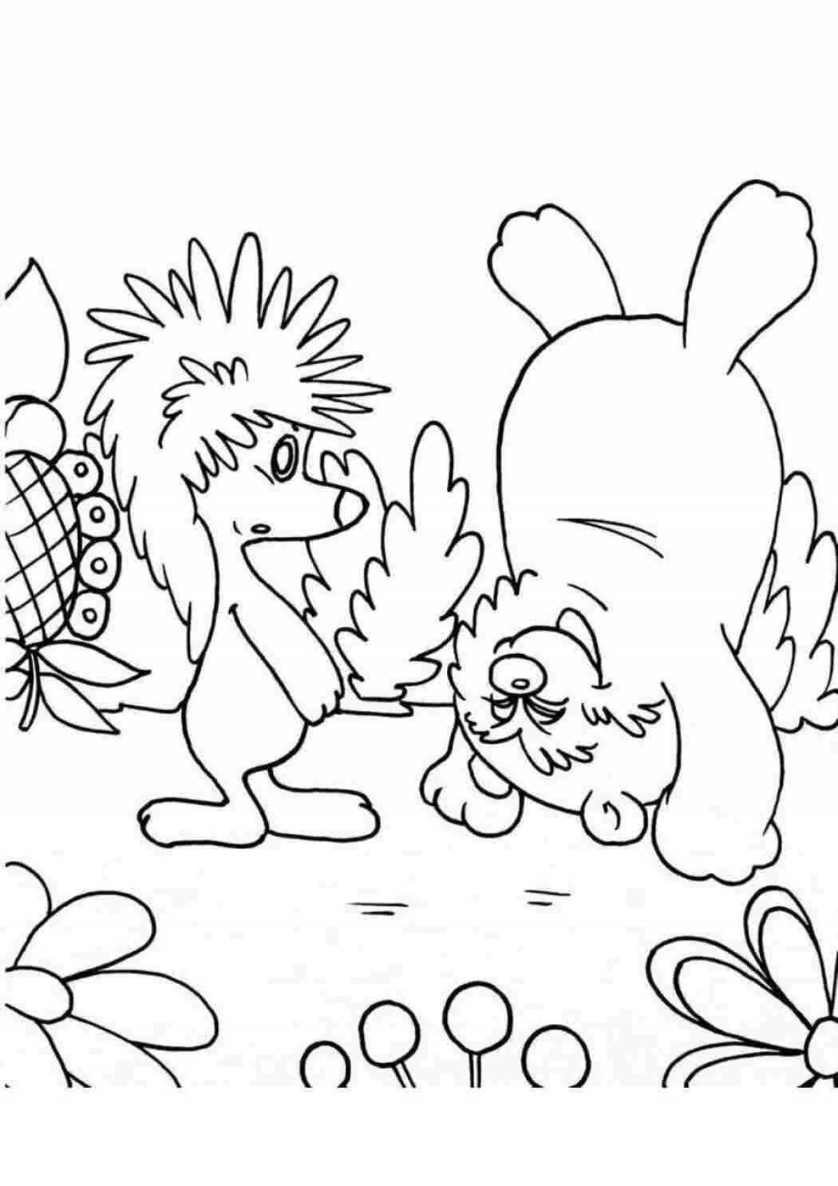 Luminous hedgehog and teddy bear coloring book