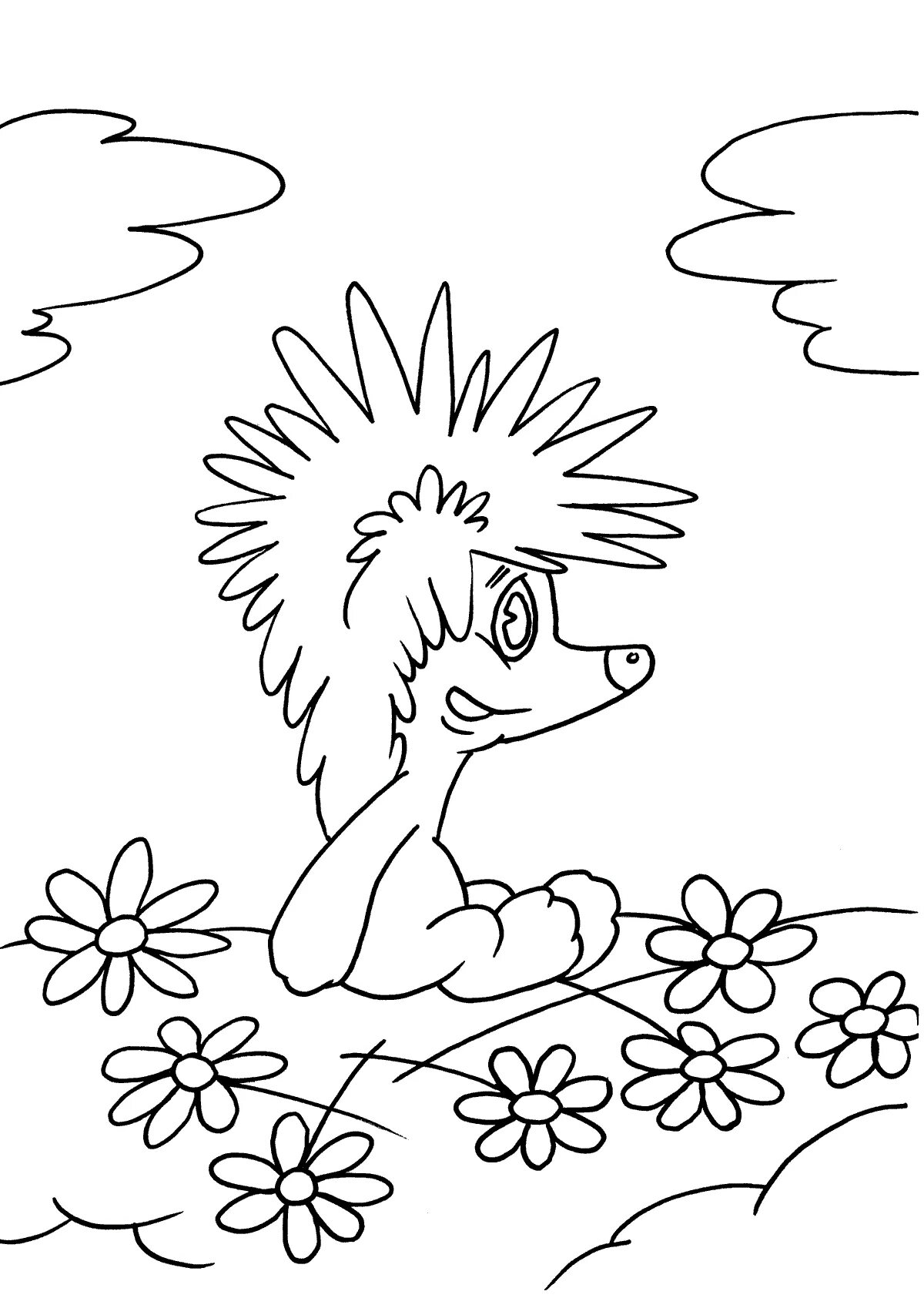 Radiant coloring page hedgehog and teddy bear
