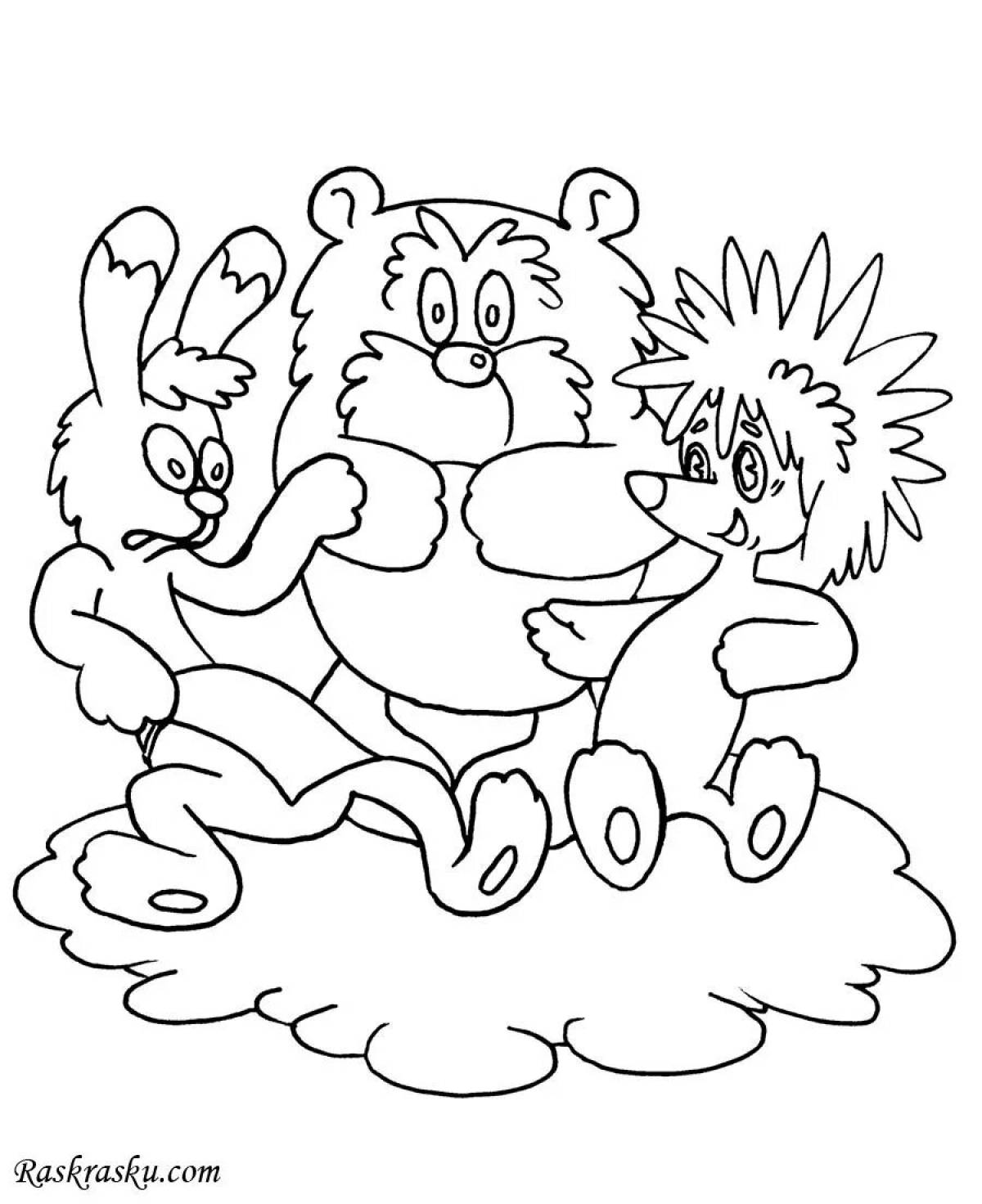 Hedgehog and teddy bear glitter coloring book