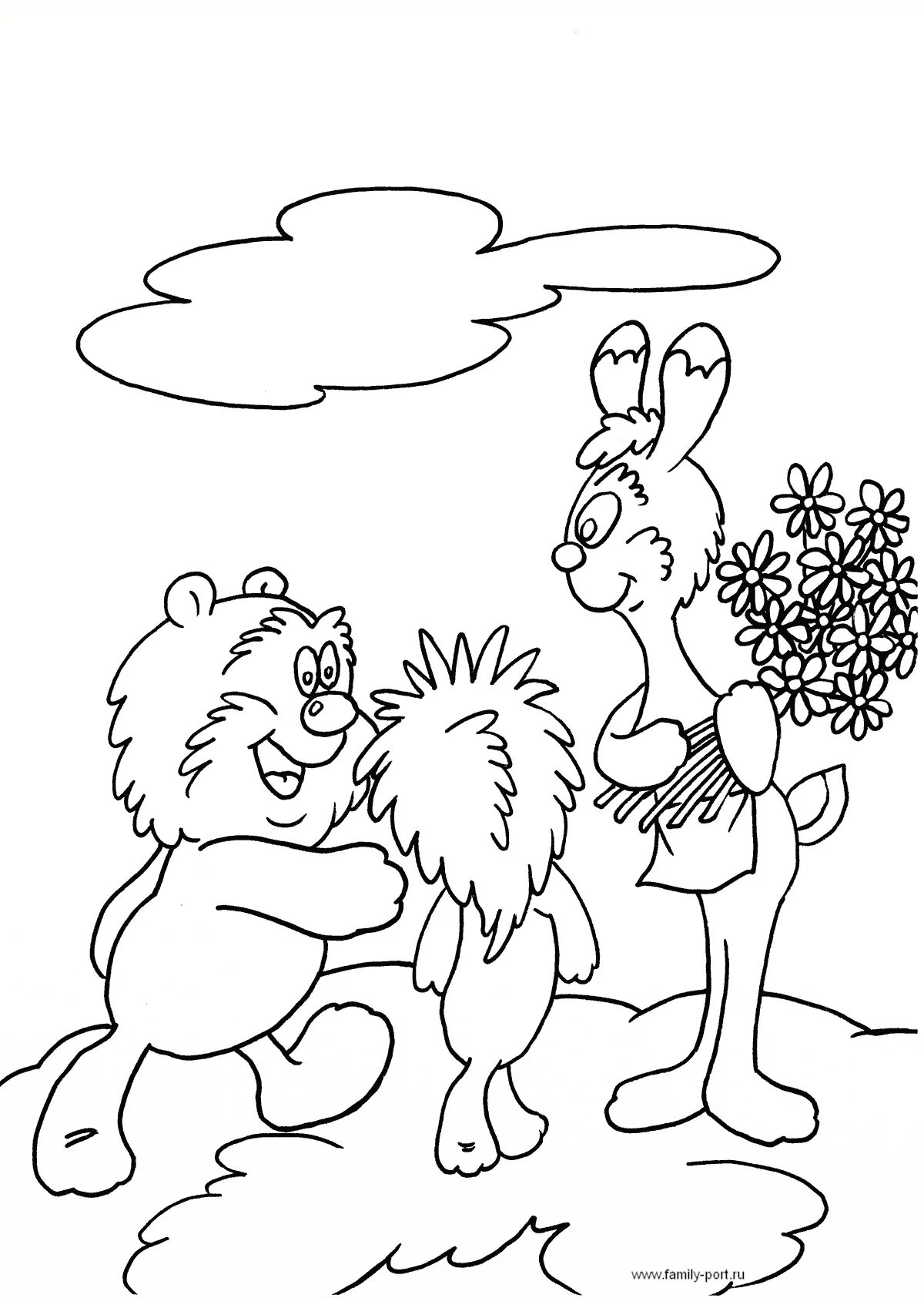Shimmering hedgehog and teddy bear coloring pages
