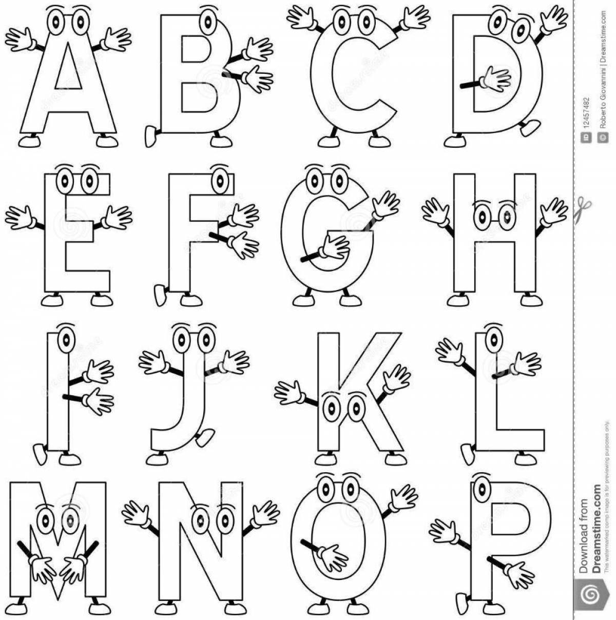 Delightful knowledge of the alphabet f coloring book