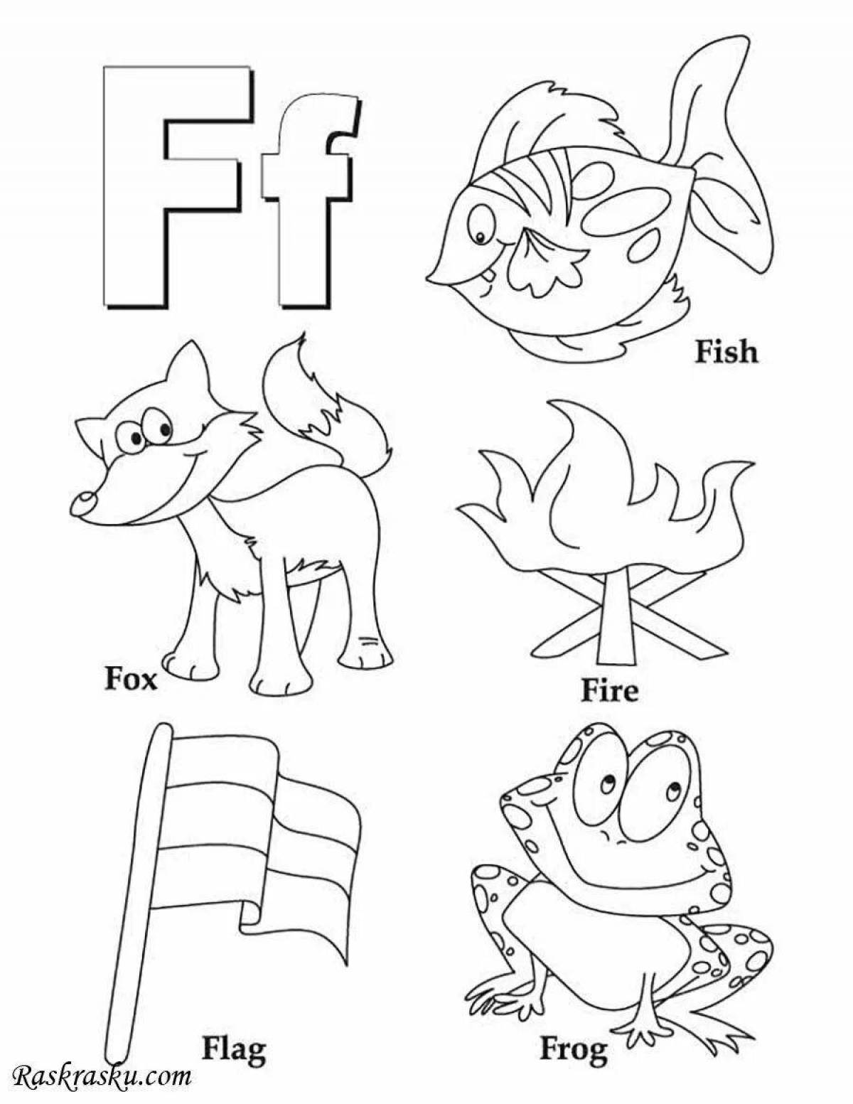 Fancy alphabet knowledge f coloring book