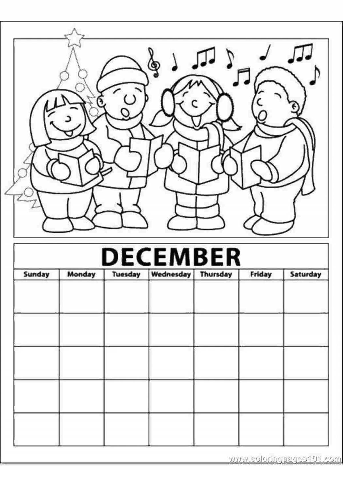 Serene december coloring pages for kids