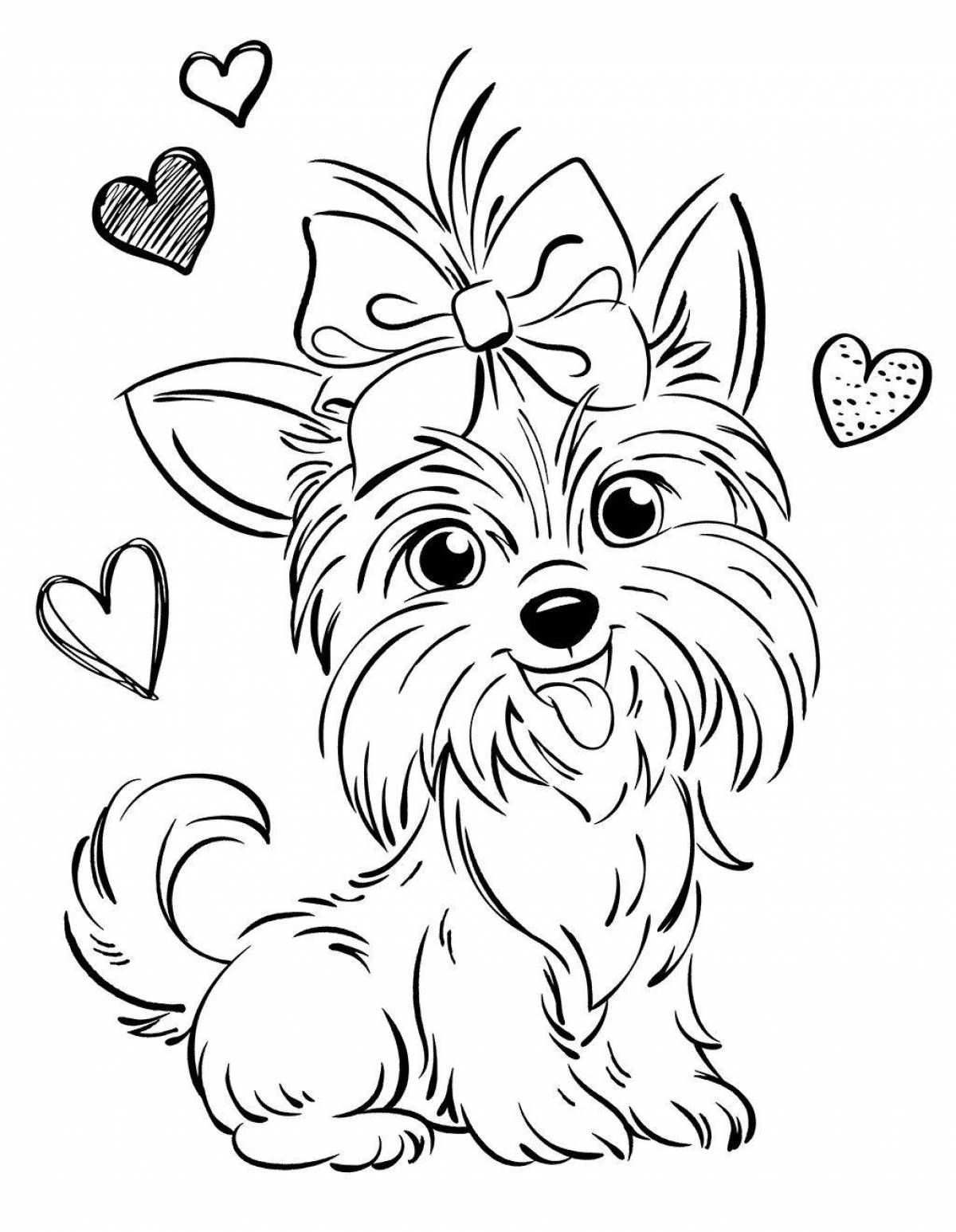 Friendly coloring dog with a heart