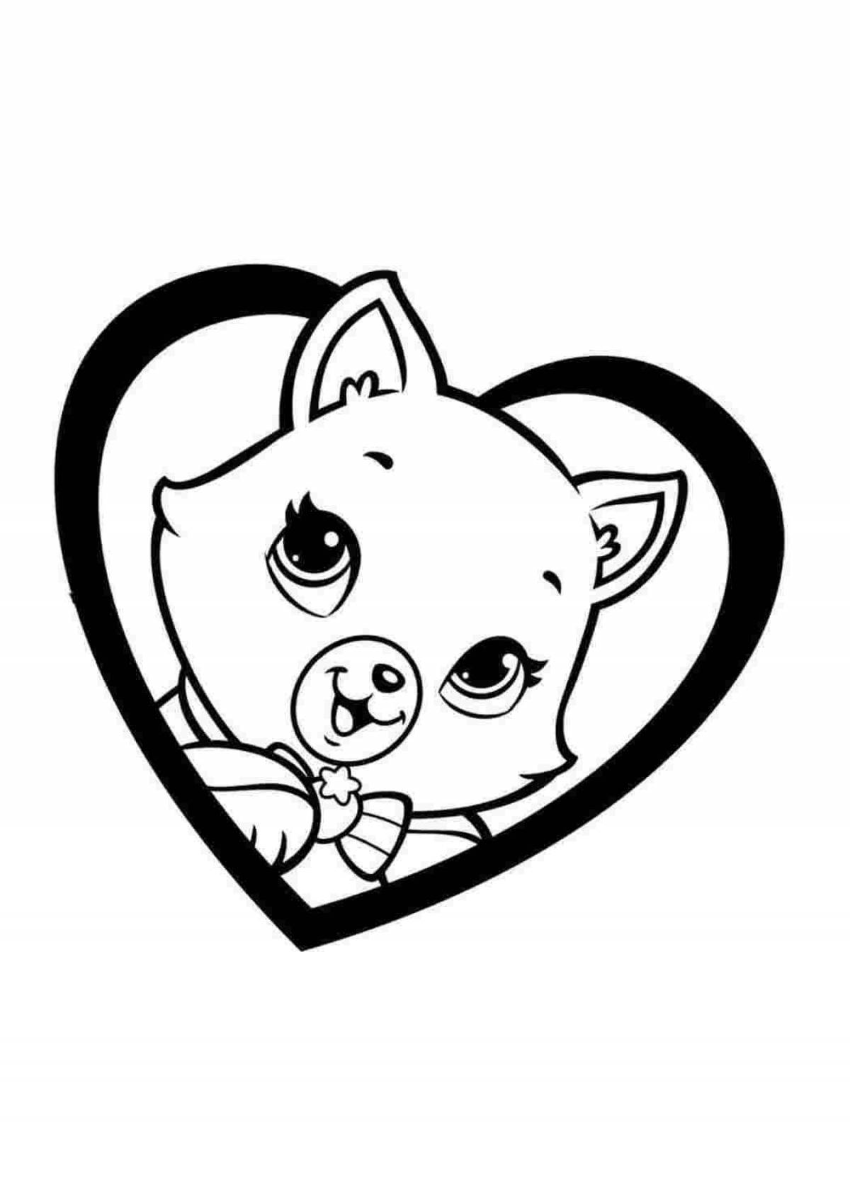Ласковая раскраска собака с сердечком
