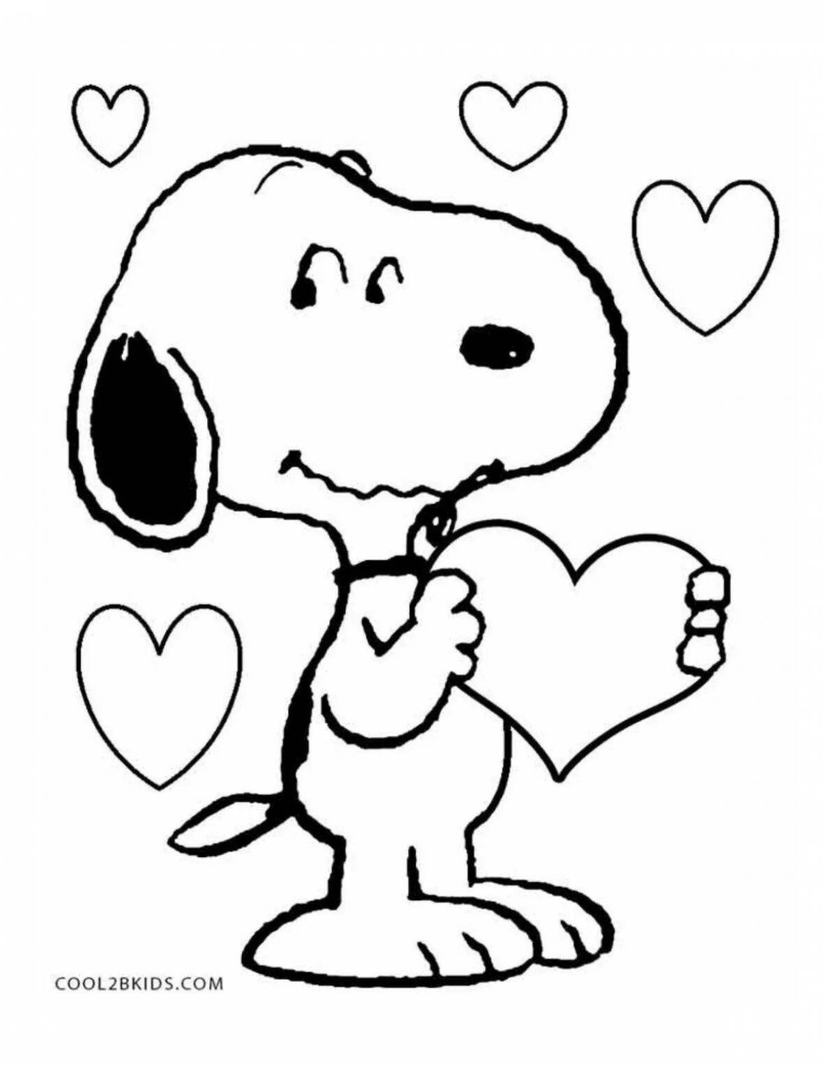 Любознательная раскраска собака с сердечком