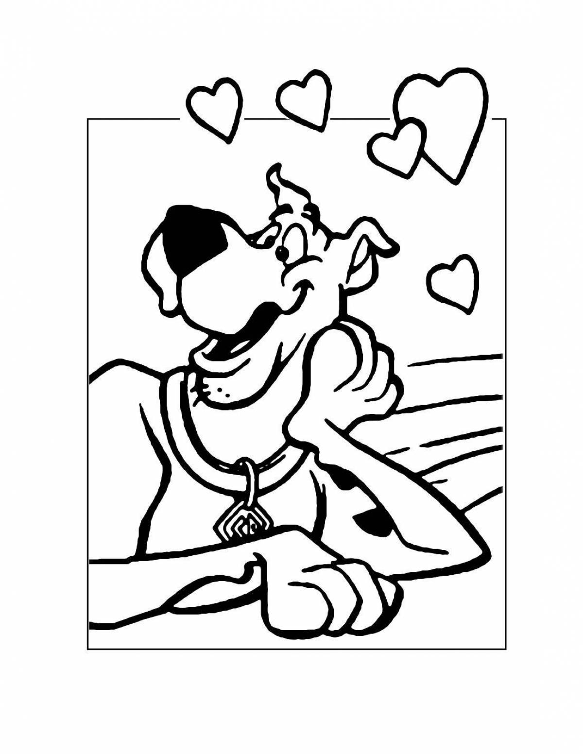 Excited coloring dog with heart