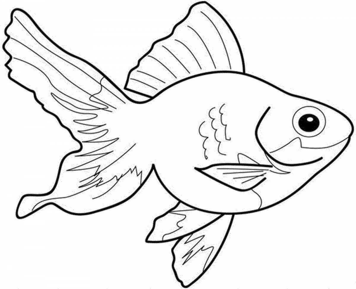 Фантастическая рыбка-раскраска для детей