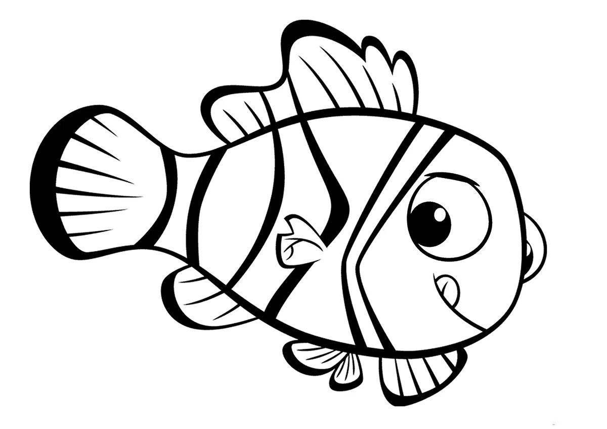 Чудесная рыбка-раскраска для детей