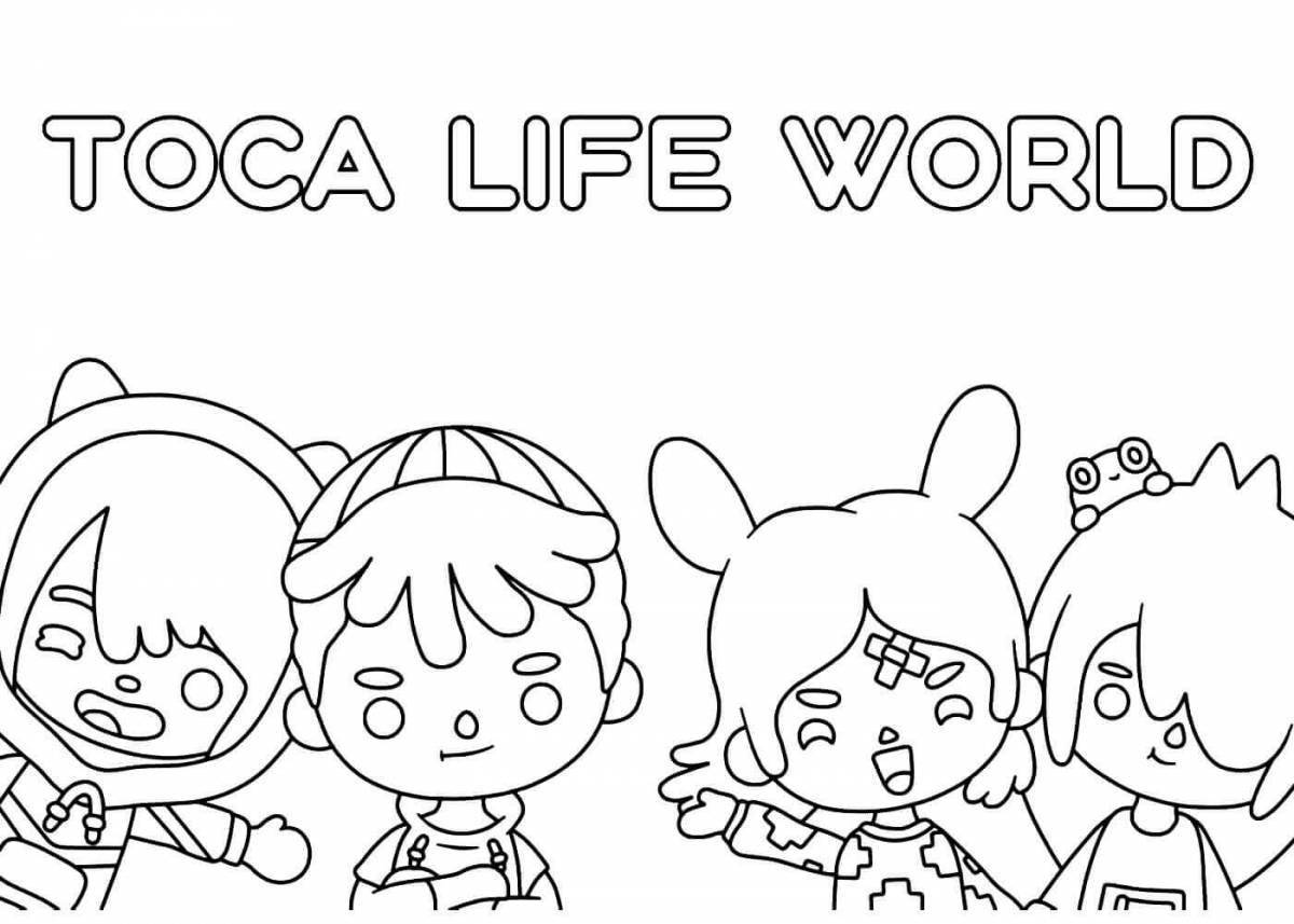 Красочная страница-раскраска toca life world