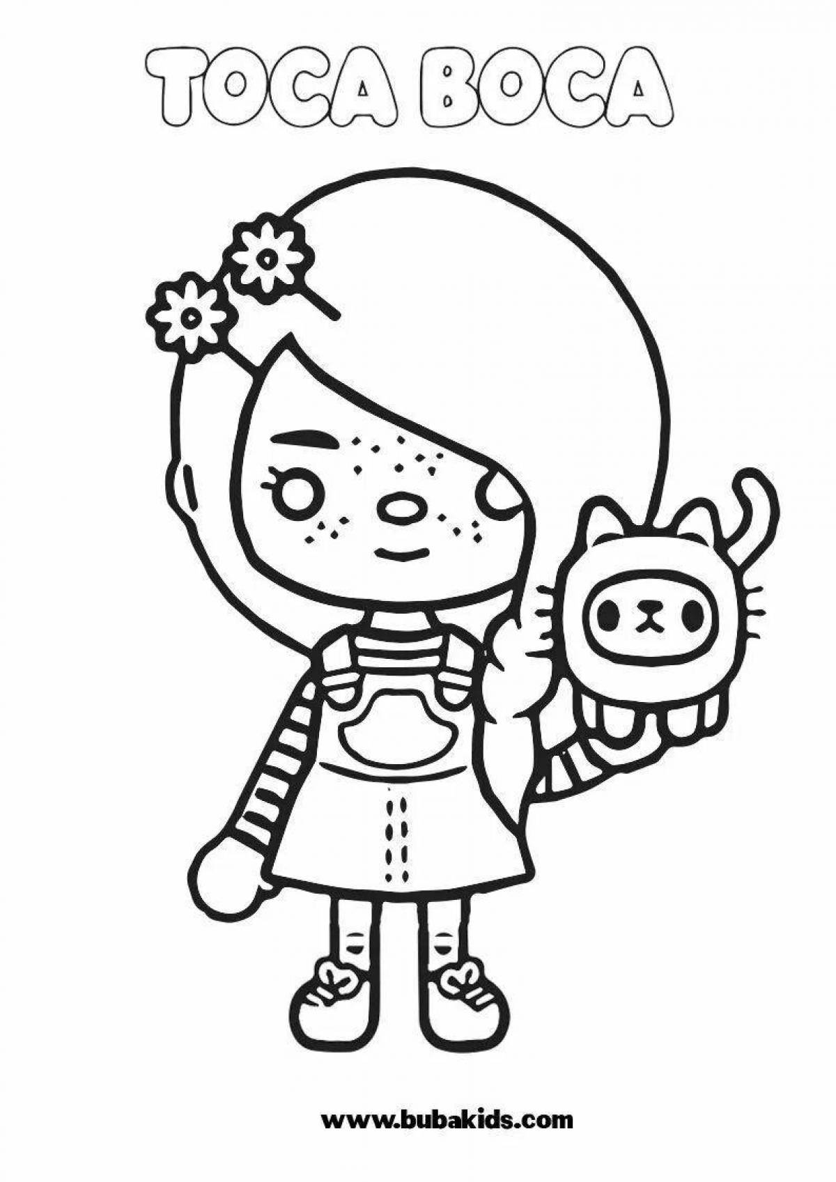 Crazy color toca life world coloring page