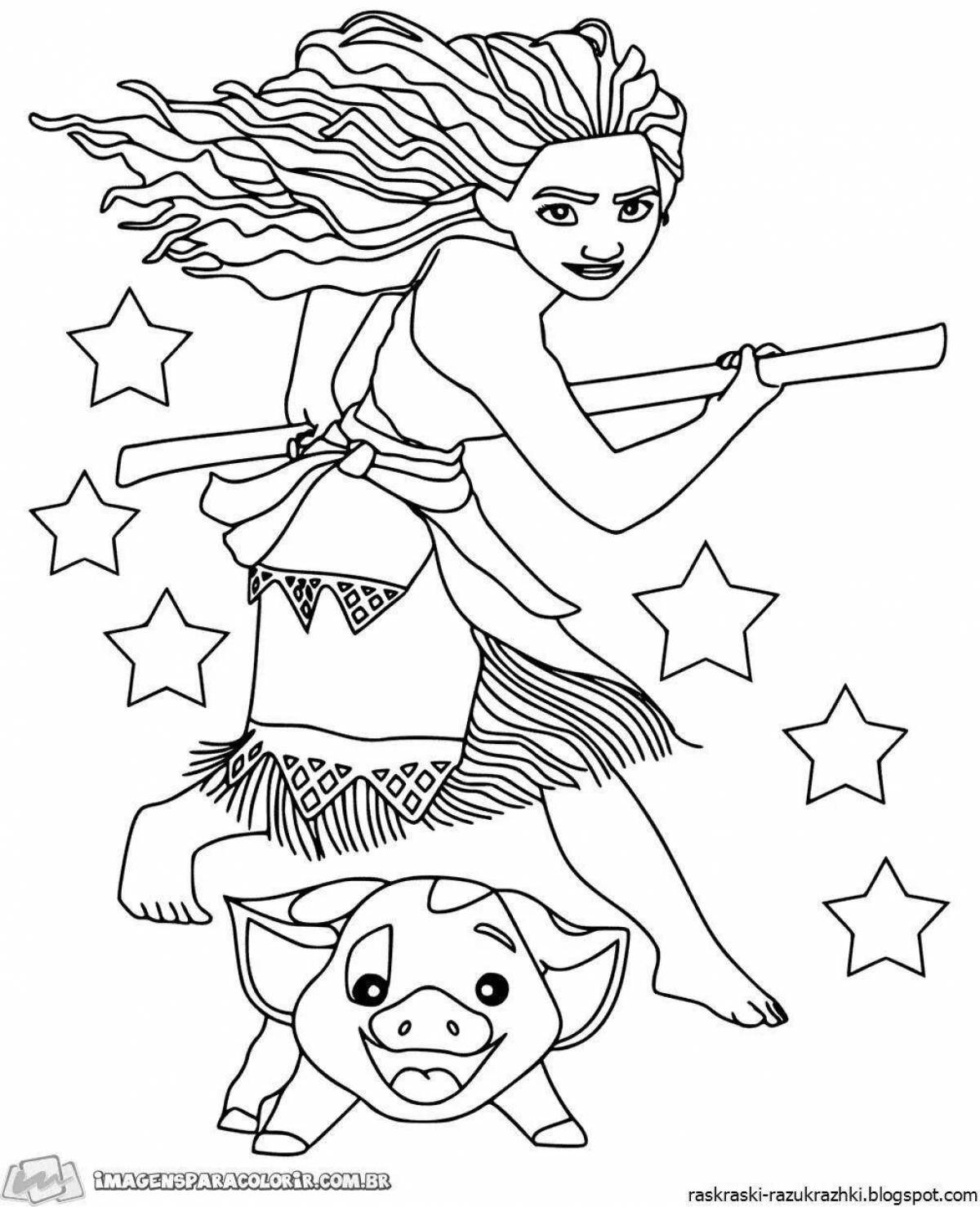 Gorgeous moana coloring book for girls