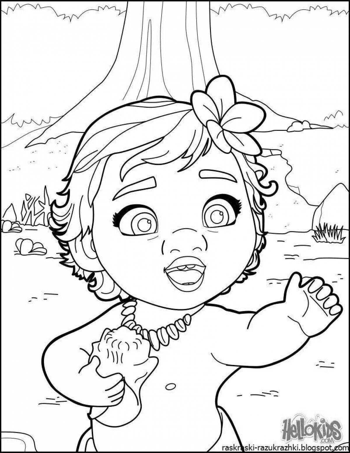 Exotic coloring book for girls moana