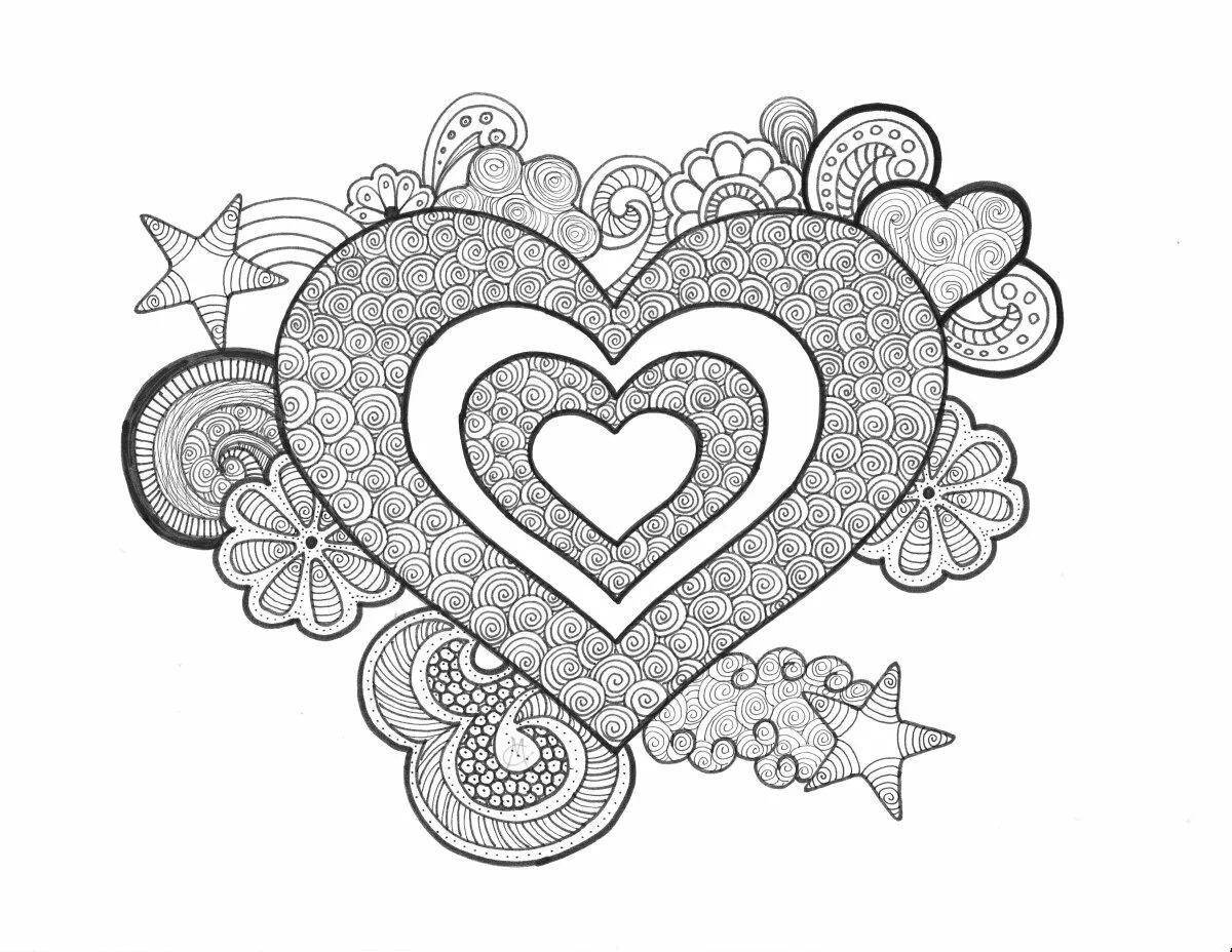 Colorful heart coloring book