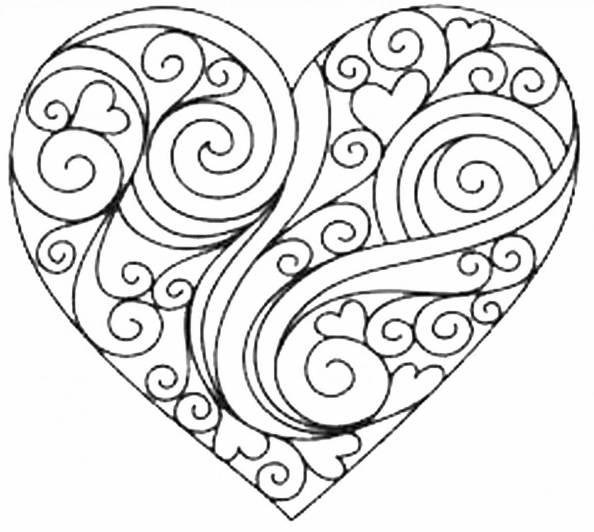 Intricate heart coloring page