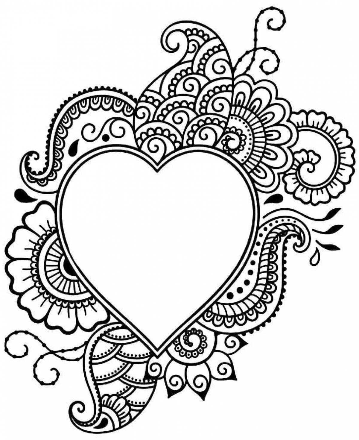 Adorable heart coloring page