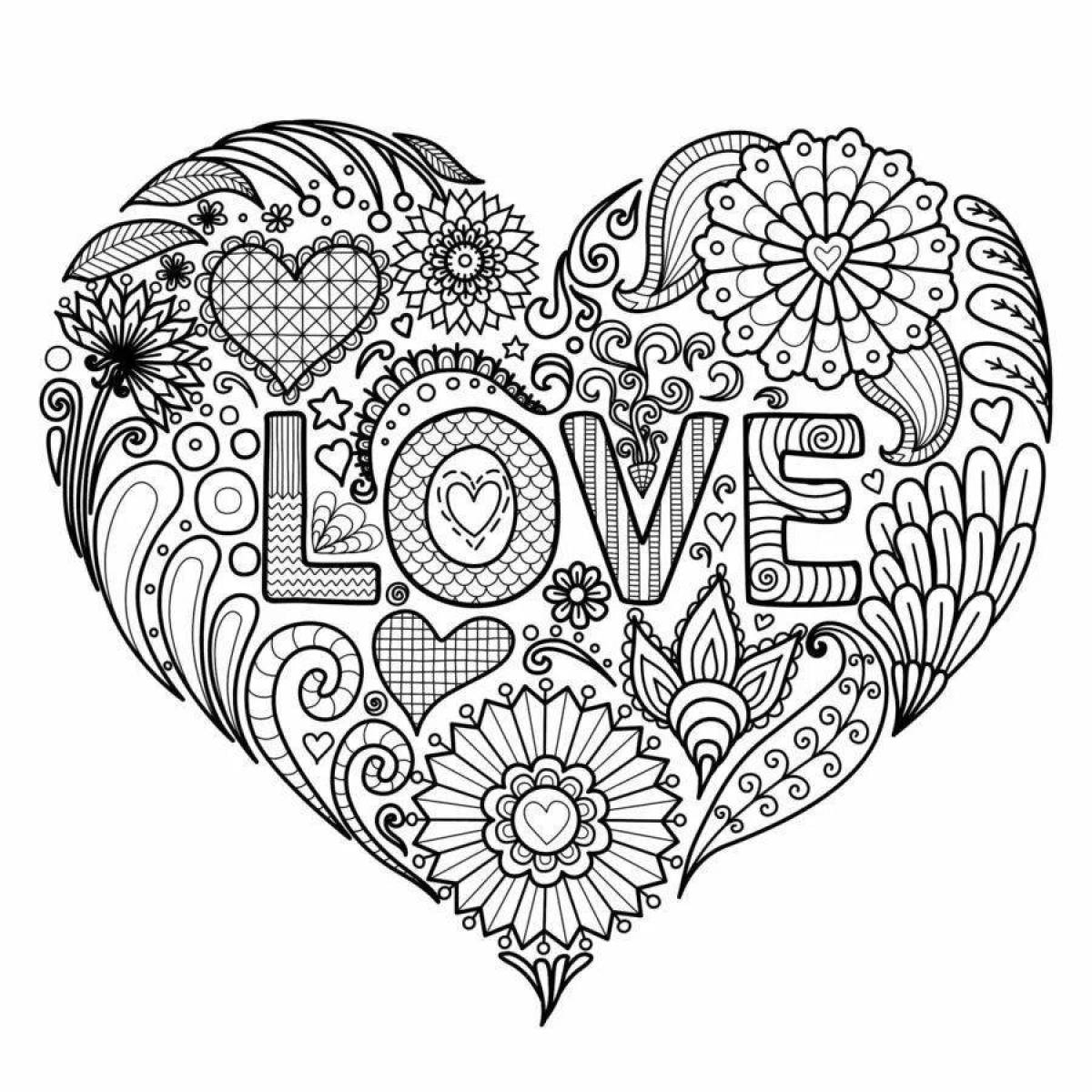 Charming heart coloring page