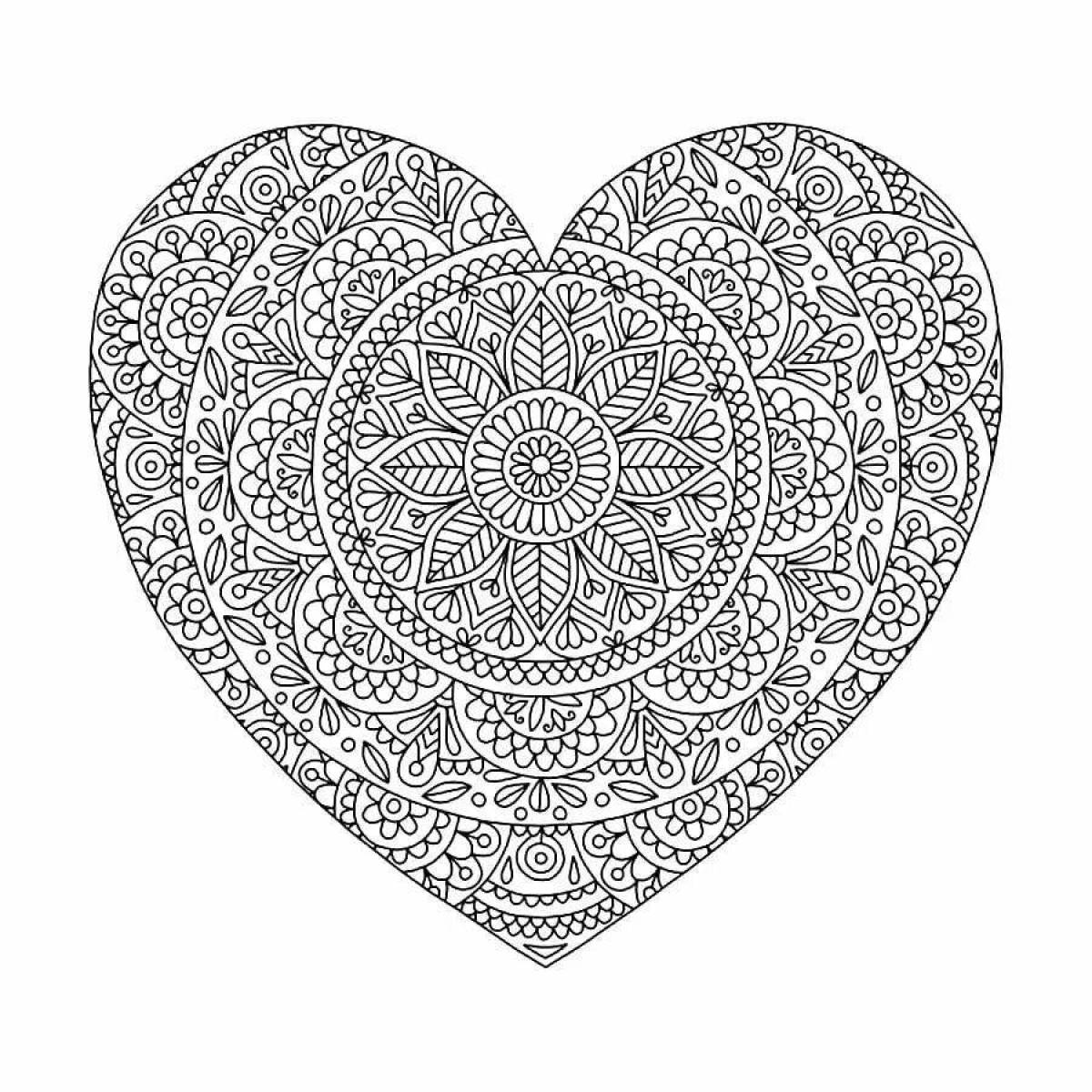 Playful heart coloring page