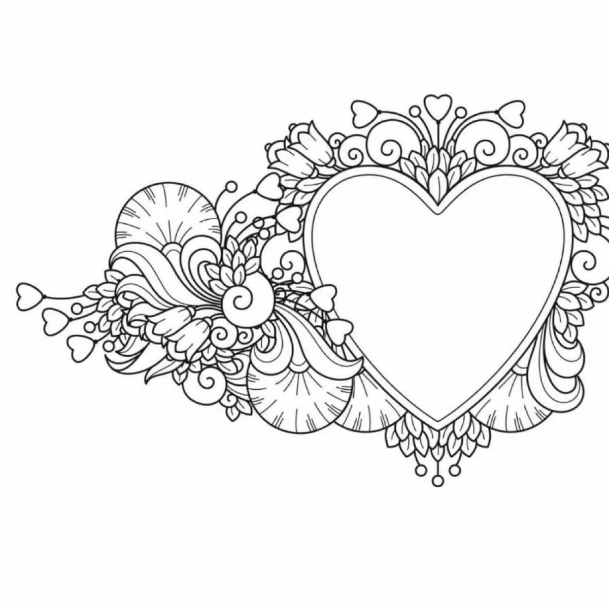 Luxurious heart coloring page