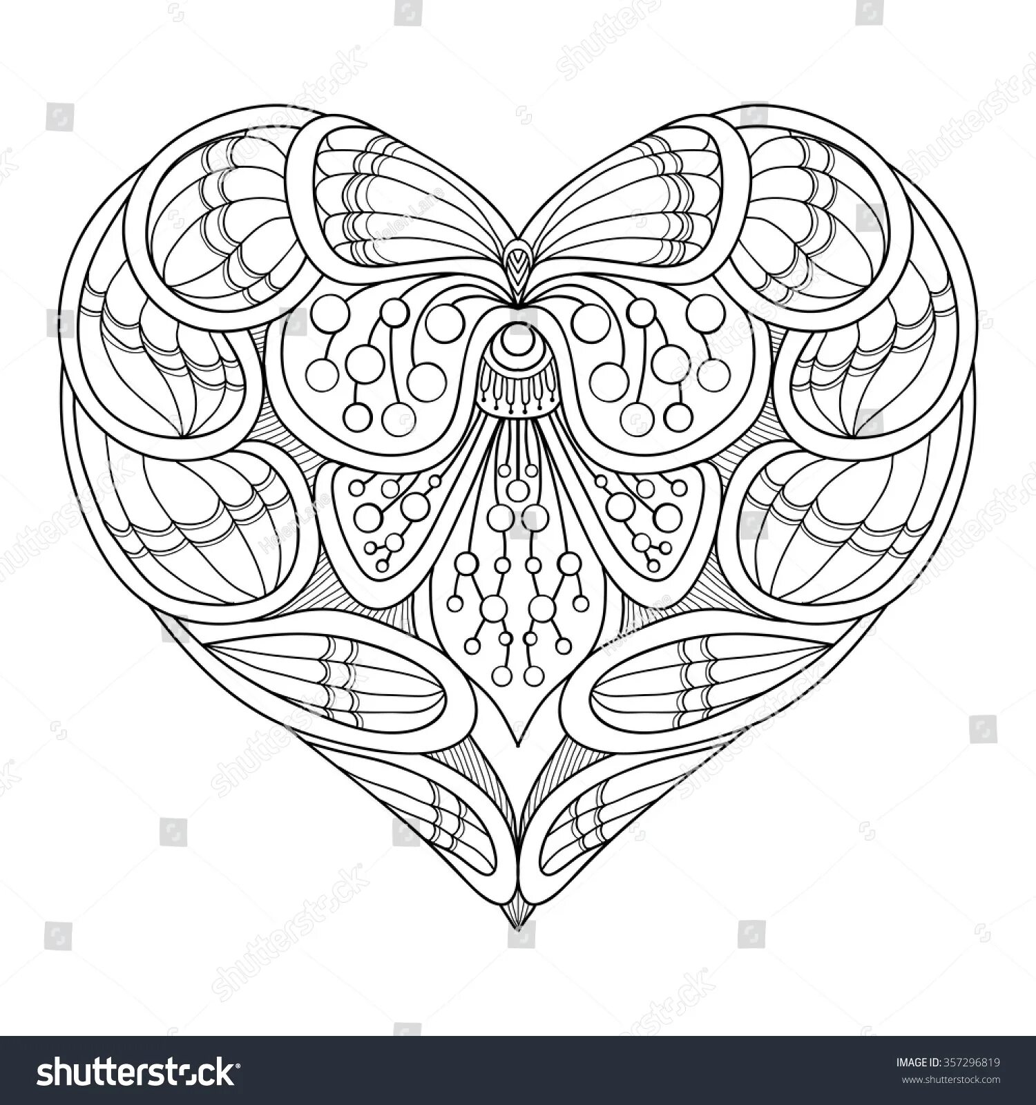 Decorated heart coloring page